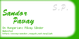 sandor pavay business card