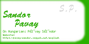 sandor pavay business card